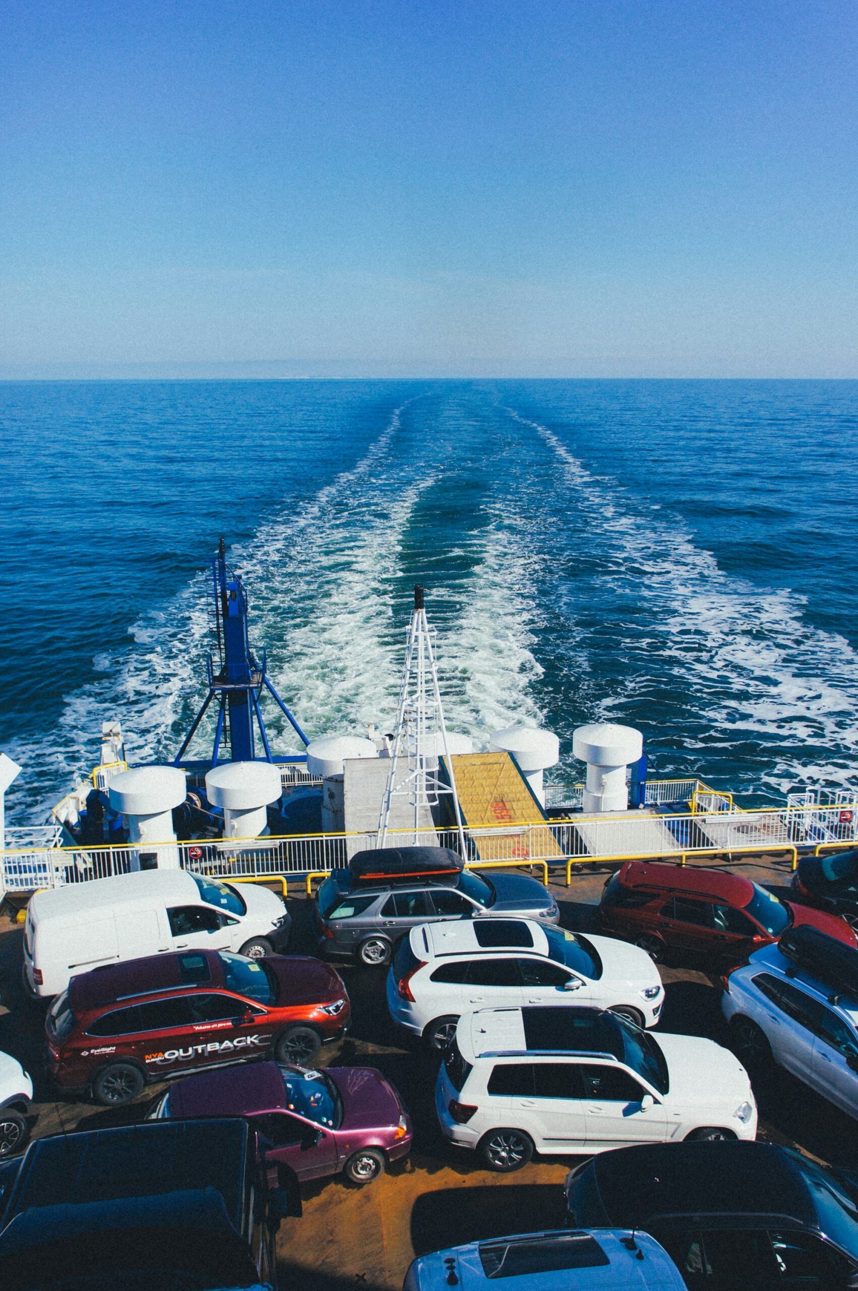 Cars loading onto a RoRo export ship